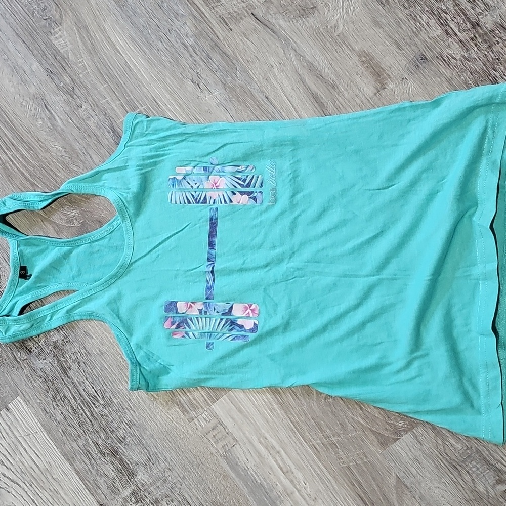 EUC Barbella box Floral Dumbbell Graphic Tank Top